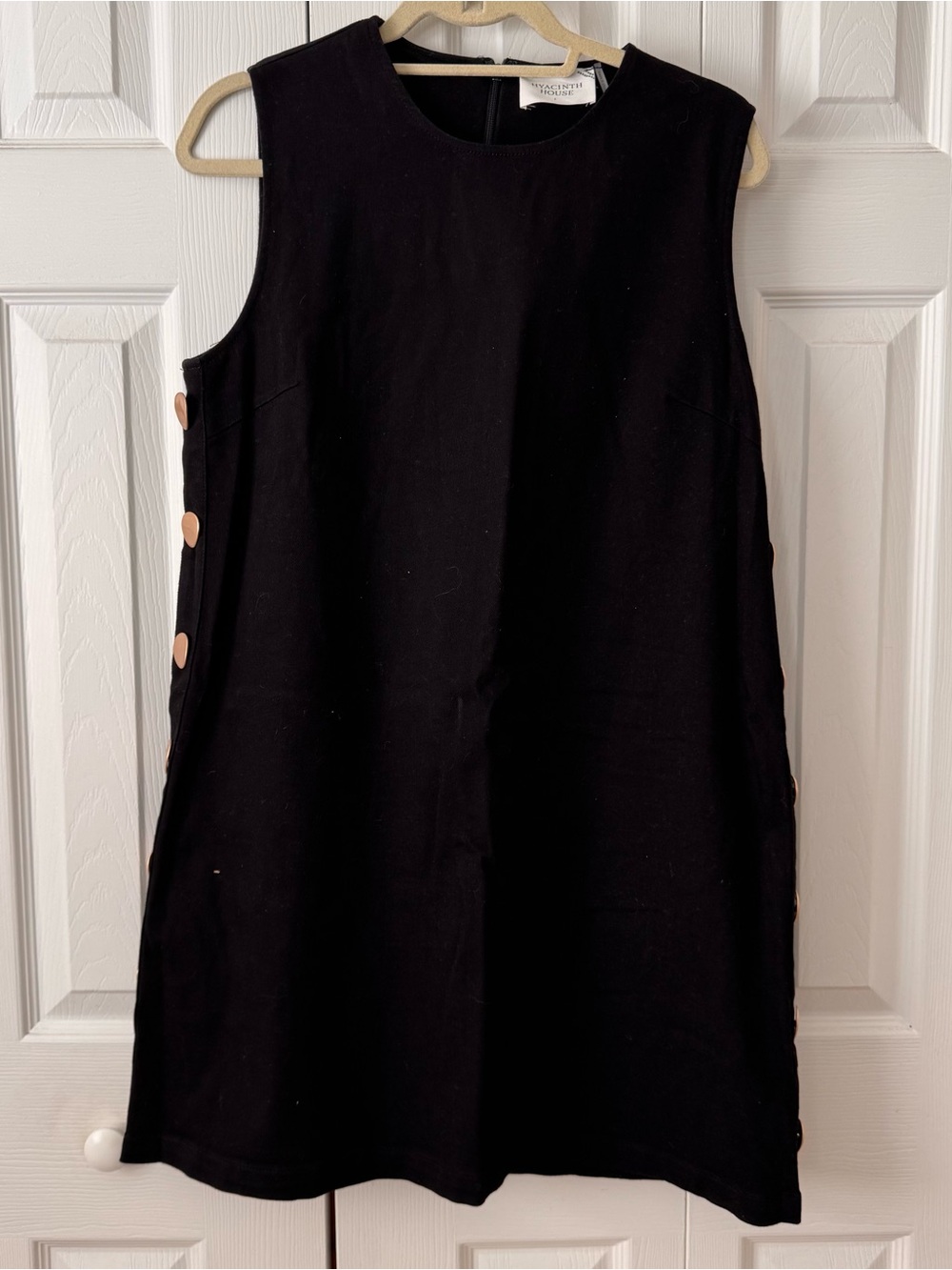Black Sleeveless Mini Dress with Side Button Detail